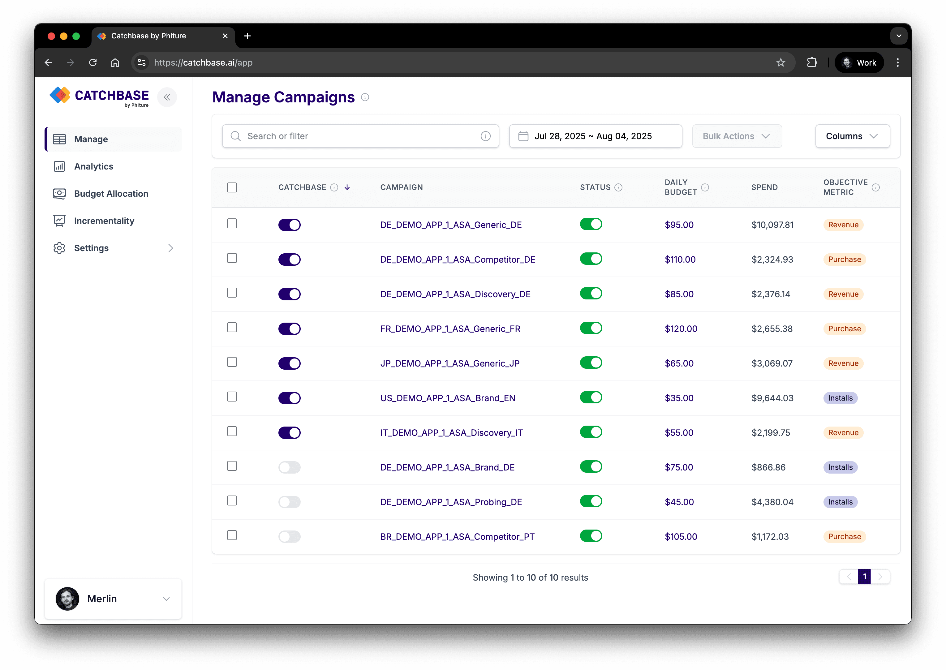 Catchbase Campaign Management Dashboard
